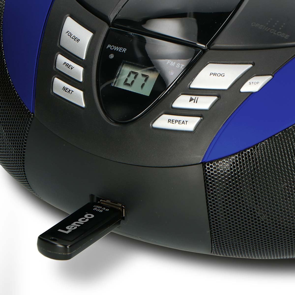 Lenco SCD-37 USB Blue Portable FM Radio CD and USB player Blue