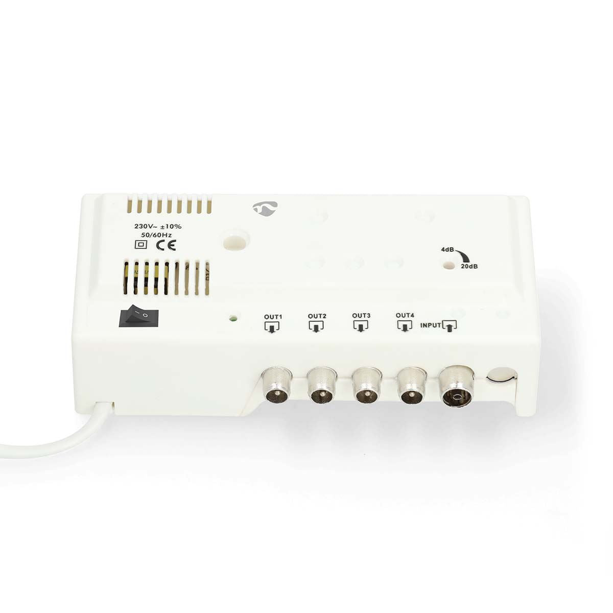 Nedis CATV Amplifier | Gain: 20 dB | 47 - 862 MHz | Number of outputs: 4 | Gain control | White