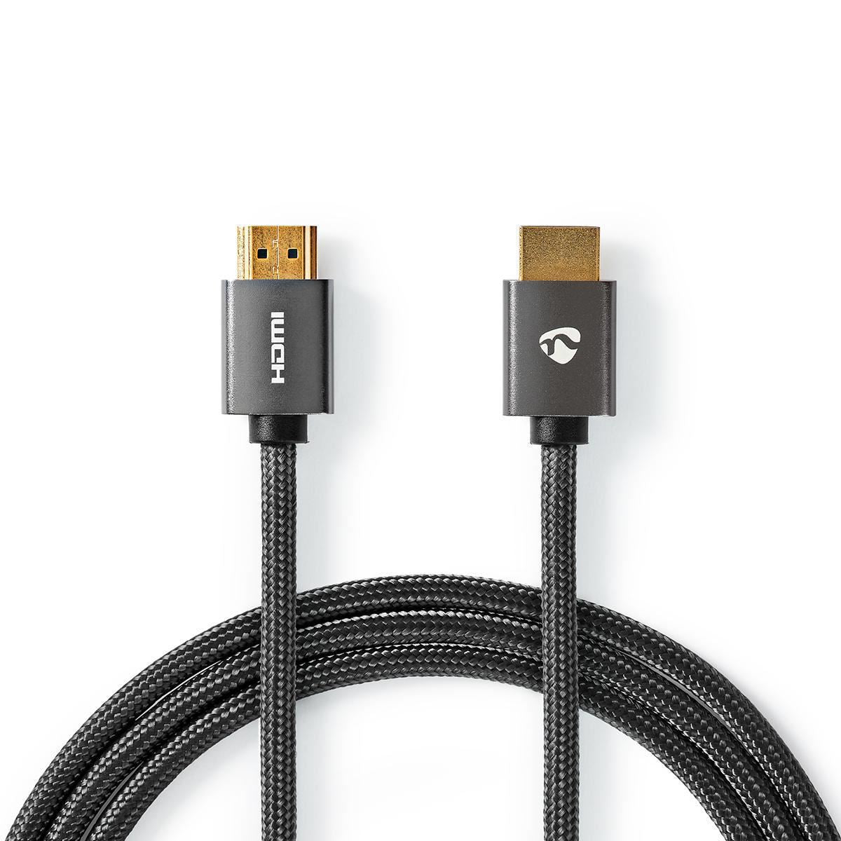 Nedis High Speed HDMI™ Cable with Ethernet | HDMI™ Connector | HDMI™ Connector | 4K@60Hz | ARC | 18 Gbps | 2.00 m | Round | Cotton | Grey / Gun Metal Grey | Cover Window Box