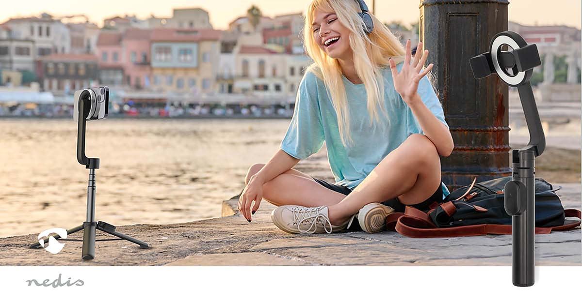 Nedis Bluetooth® Selfie Stick | Bluetooth® version: 5.0 | Maximum screen size: 7 " | Folded lenght: 17 cm | Unfolded length: 61 cm | Maximum weight capacity: 1000 g | Battery Powered