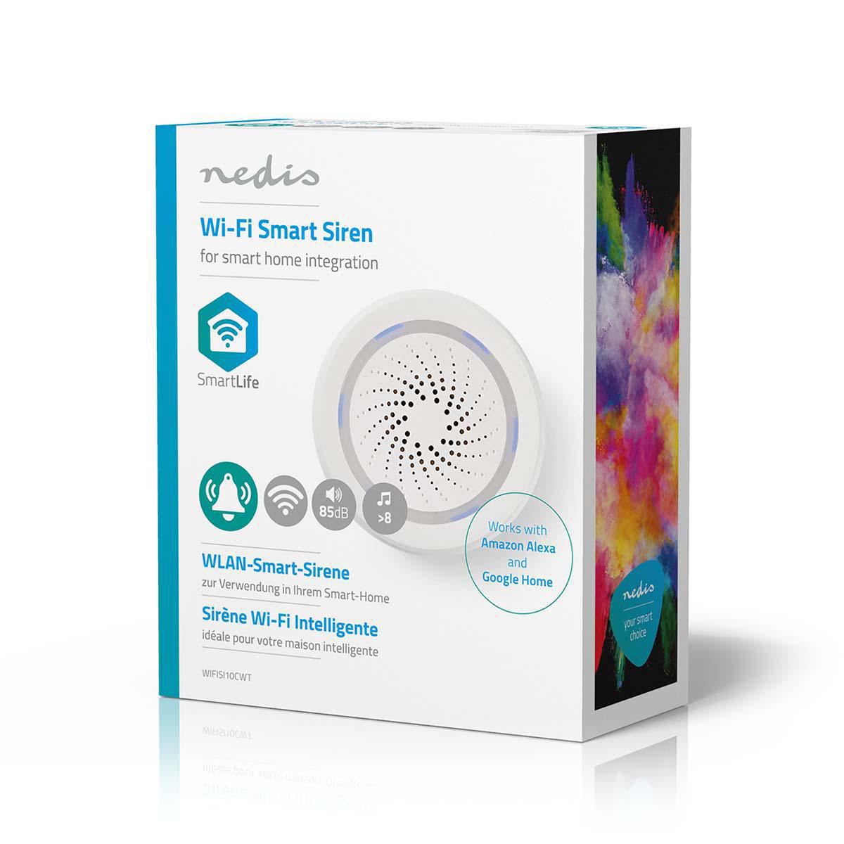Nedis SmartLife Siren | Wi-Fi | Mains Powered | 8 Sounds | 85 dB | Android™ / IOS | White