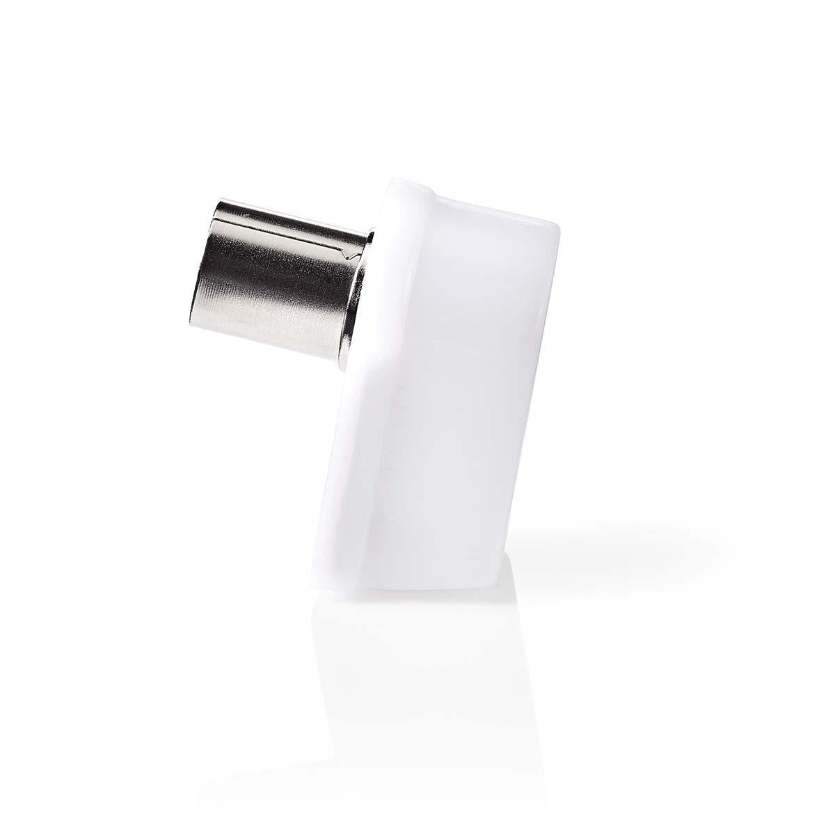 Nedis IEC (Coax) Connector | Angled | Female | Nickel Plated | 75 Ohm | Screw | Cable input diameter: 7.0 mm | Metal / PVC | White | 2 pcs | Polybag