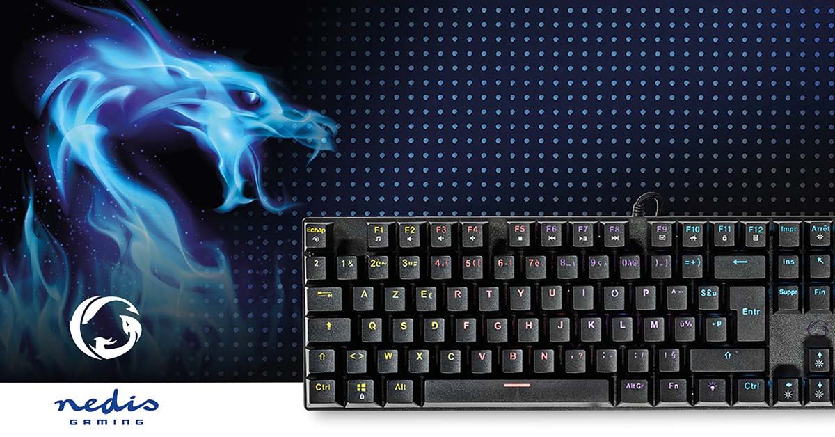 Nedis Wired Gaming Keyboard | USB Type-A | Mechanical Keys | LED | AZERTY | FR Layout | USB Powered | Power cable length: 1.50 m | Gaming