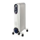 Nedis Mobile Oil Radiator | 800 / 1200 / 2000 W | 9 Fins | Adjustable thermostat | 3 Heat Settings | Fall over protection | White