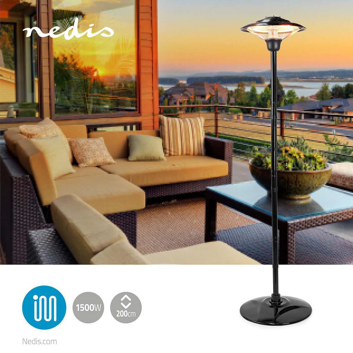 Nedis Patio Heater | 1500 W | 1 Heat Setting | Fall over protection | IP34 | Black