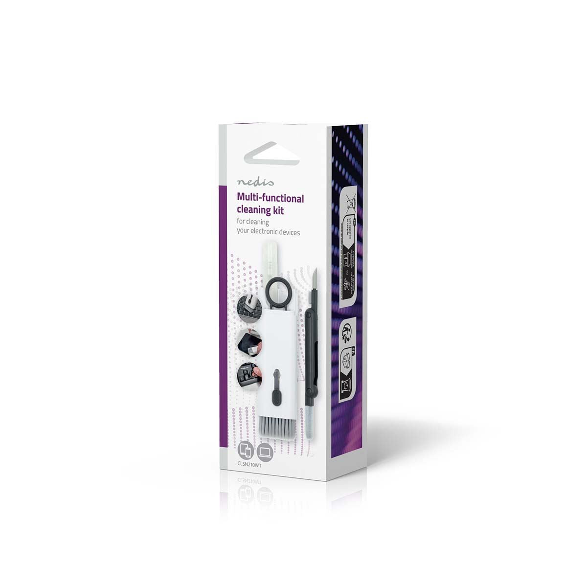 Nedis 7-in-1 Multifunctional Cleaning Kit | Spray | 5 ml | Keyboard / Mouse / Notebook / Smartphone / Tablet / Earphones | Wiper included
