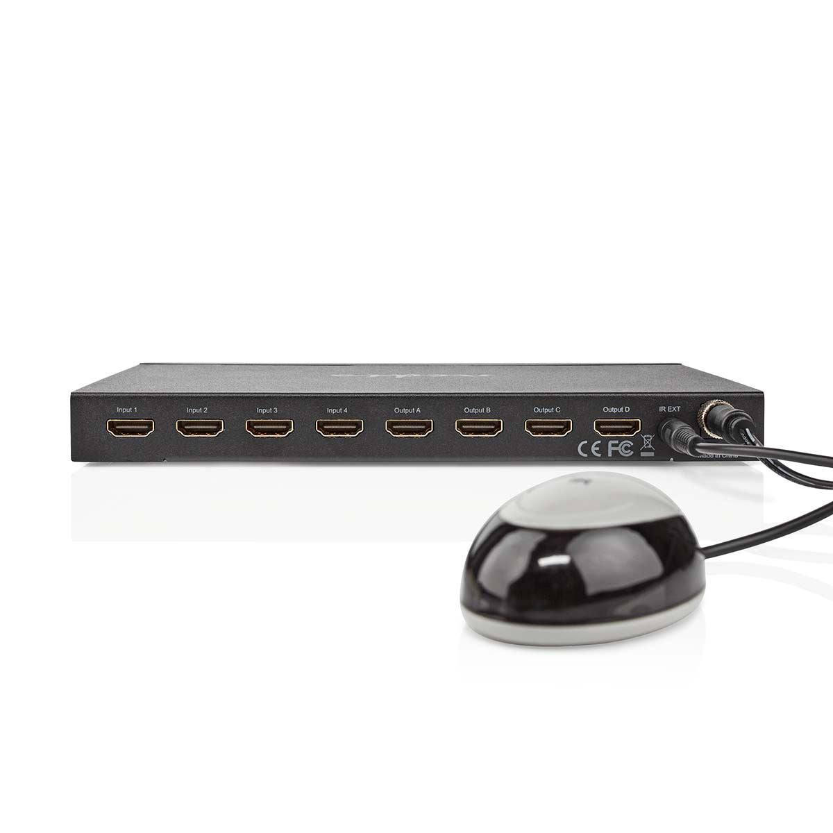 Nedis HDMI™ Matrix Switch | 4 x 4 port(s) | DC Power / 1x RS232 / 4x HDMI™ Input | 4x HDMI™ Output | 4K@60Hz | 18 Gbps | Remote controlled | Metal | Black
