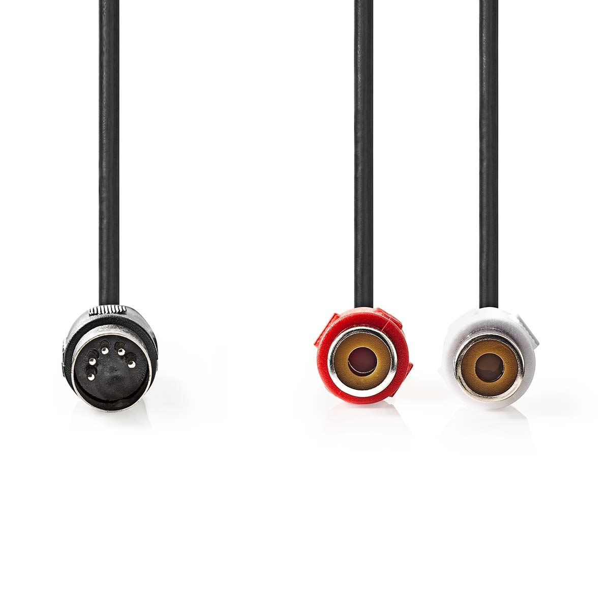 Nedis DIN Audio Cable | DIN 5-Pin Male | 2x RCA Female | Nickel Plated | 0.20 m | Round | PVC | Black | Label