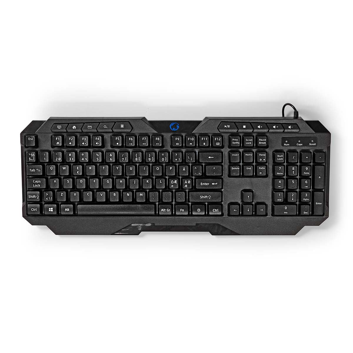 Nedis Wired Gaming Keyboard | USB Type-A | Membrane Keys | LED | QWERTY | ND Layout | USB Powered | Power cable length: 1.30 m | Multimedia