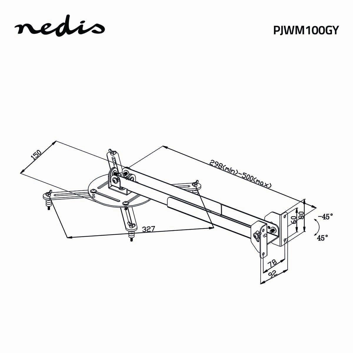 Nedis Projector Mount | Full Motion | 10 kg | Rotatable | Tiltable | Steel | Silver