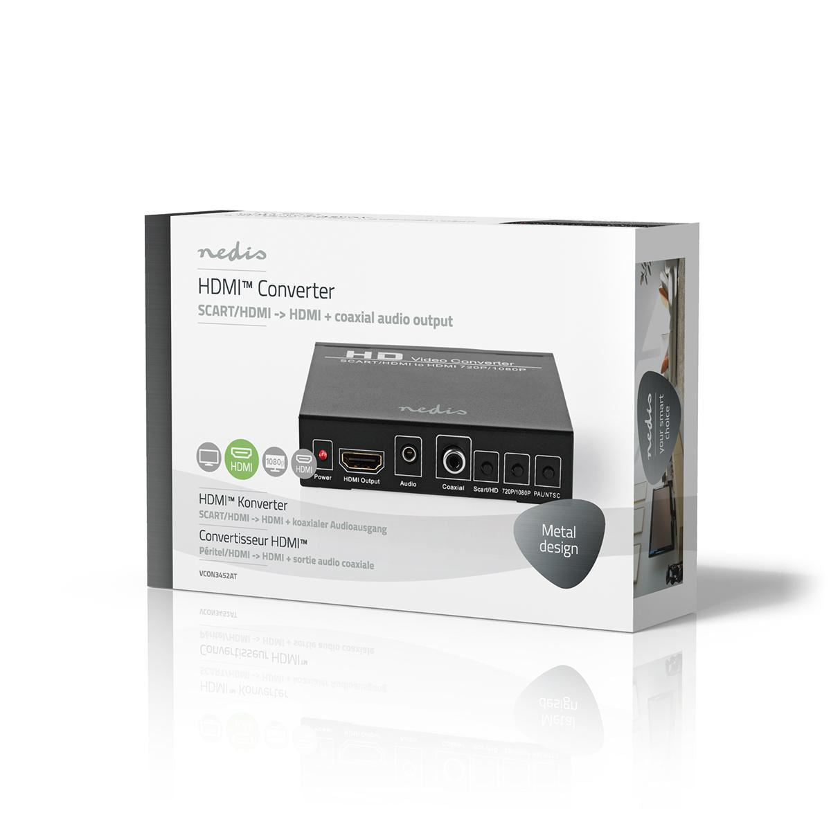 Nedis HDMI™ Converter | SCART Female | HDMI™ Output / 1x 3.5 mm sound out / 1x Digital Audio | 1-way | 1080p | 1.65 Gbps | Aluminium | Anthracite