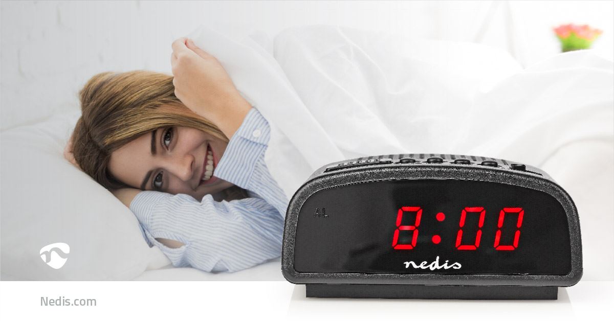 Nedis Digital Desk Alarm Clock | LED Display | Snooze function | No | Black