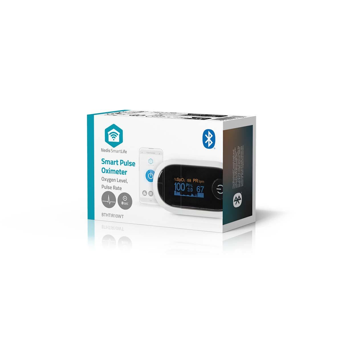 Nedis SmartLife Pulse Oximeter | Bluetooth® | OLED Display | Anti-movement interference / Auditory alarm / High precision sensor / Oxygen saturation (SpO2) / Perfusion index (PI) / Pulse rate (PR) | White