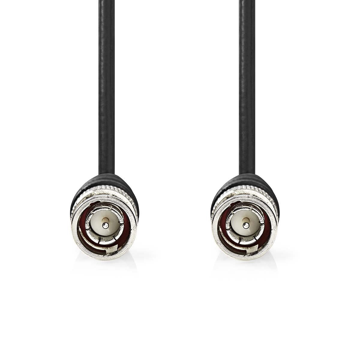 Nedis CVGP01000BK10 | BNC Video Cable | BNC Male | BNC Male | Nickel Plated | 75 Ohm | 1.00 m | Round | PVC | Black | Label
