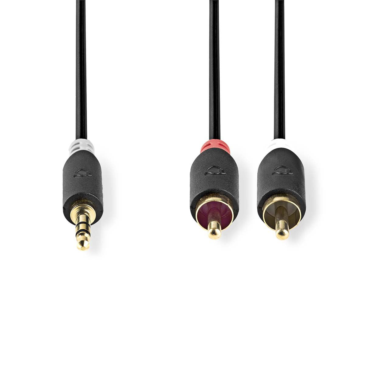 Nedis Stereo Audio Cable | 3.5 mm Male | 2x RCA Male | Gold Plated | 3.00 m | Round | Anthracite | Box
