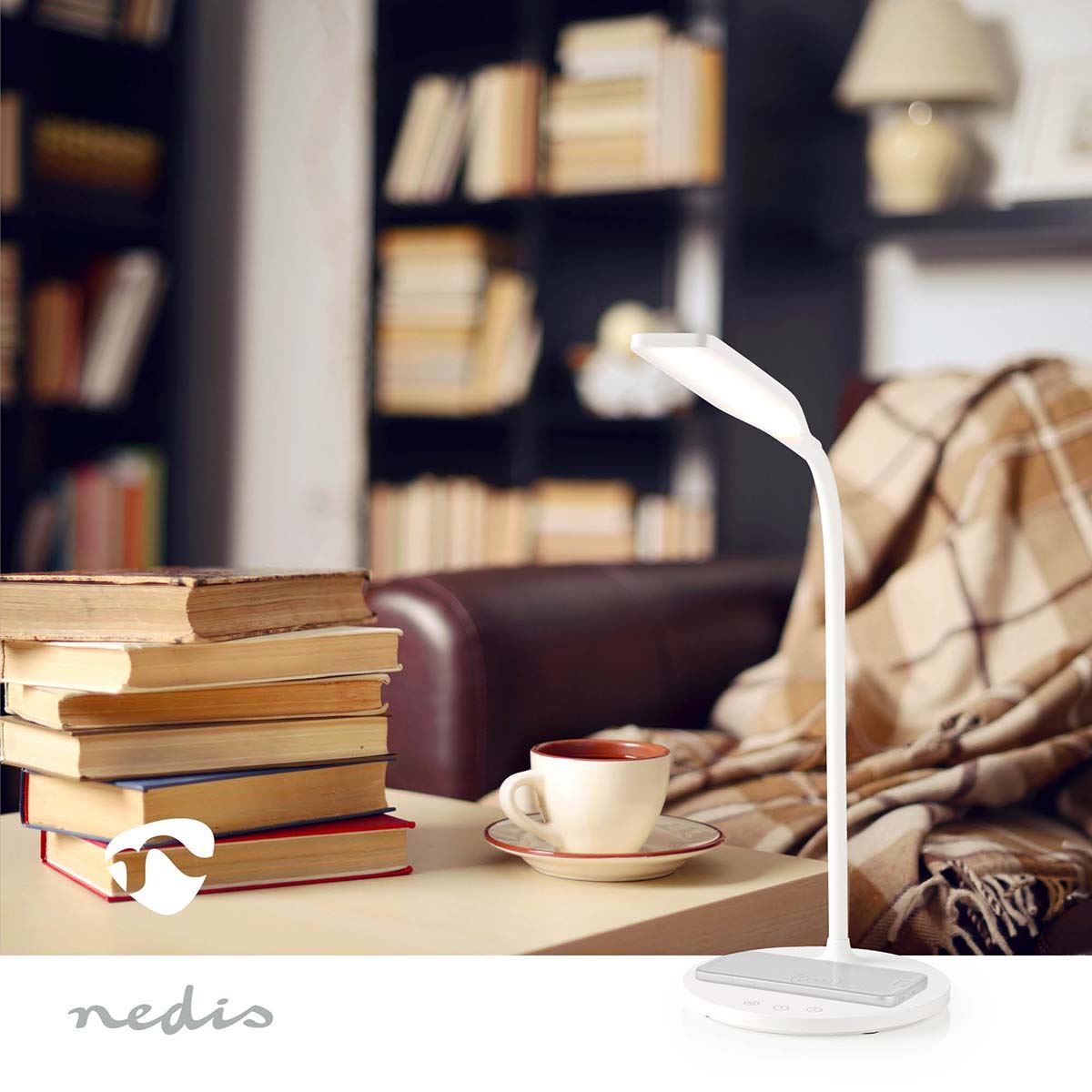 Nedis LED Lamp with Wireless Charger | Dimmer - On Product | LED | 15 W | With dimming | Cool White / Natural White / Warm White | 2700 - 6500 K