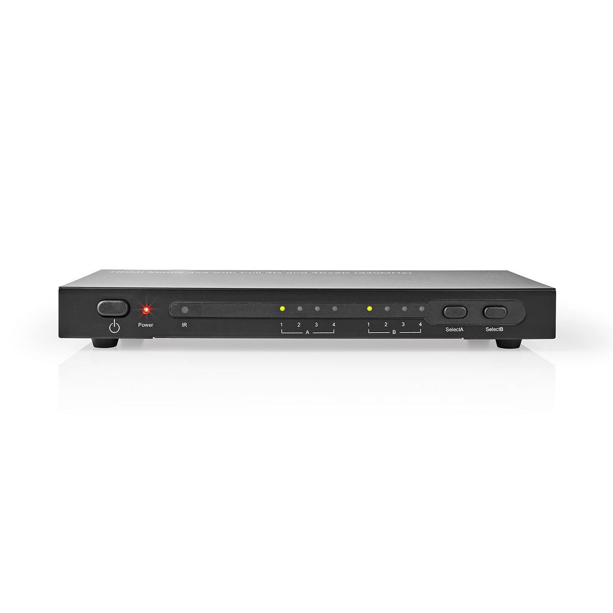 Nedis HDMI™ Matrix Switch | 4 x 2 port(s) | 4x HDMI™ Input | 2x HDMI™ Output | 4K@30Hz | 3.4 Gbps | Remote controlled | Metal | Anthracite
