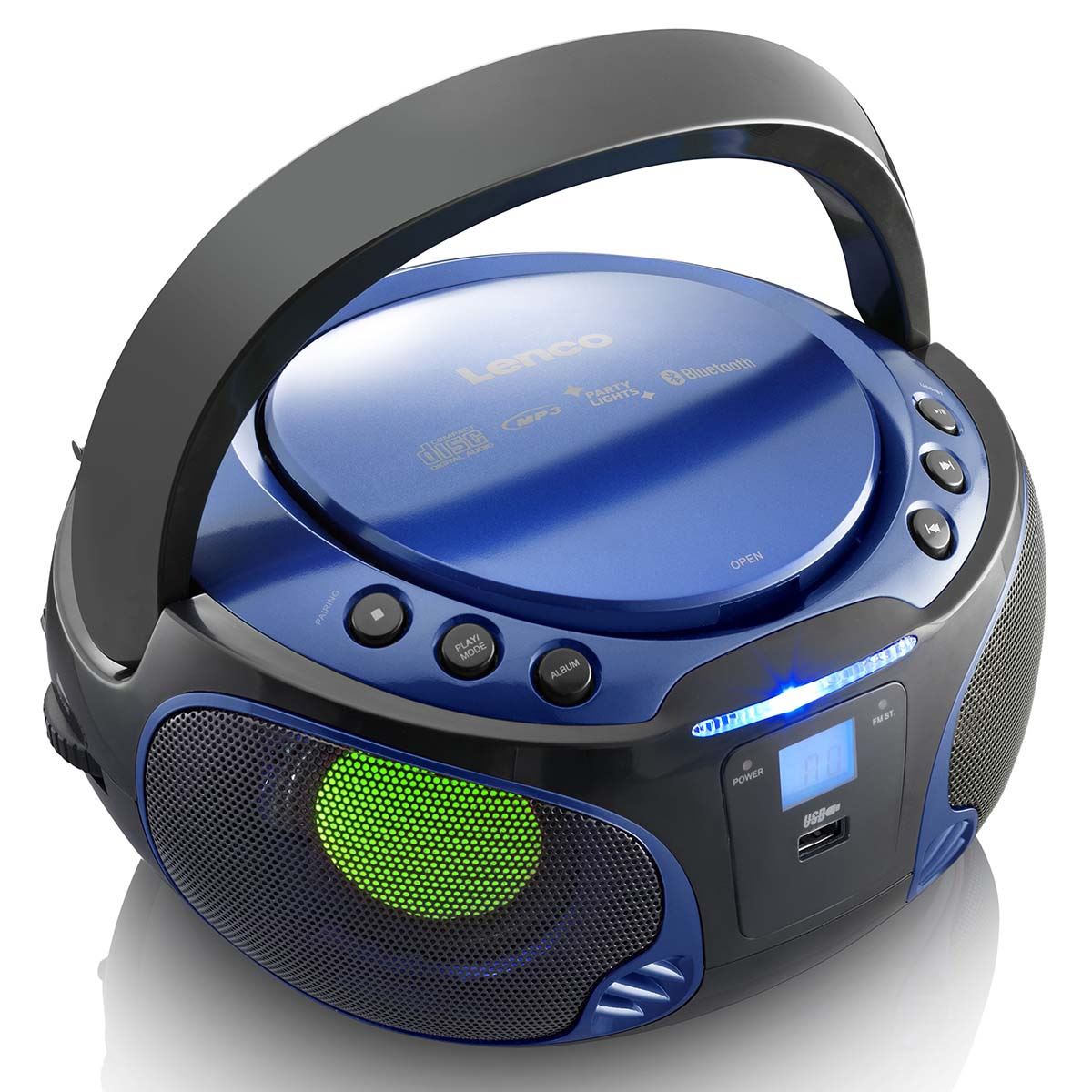 Lenco SCD-550BU Portable FM Radio CD/MP3/USB/Bluetooth® Player with LED lighting Blue