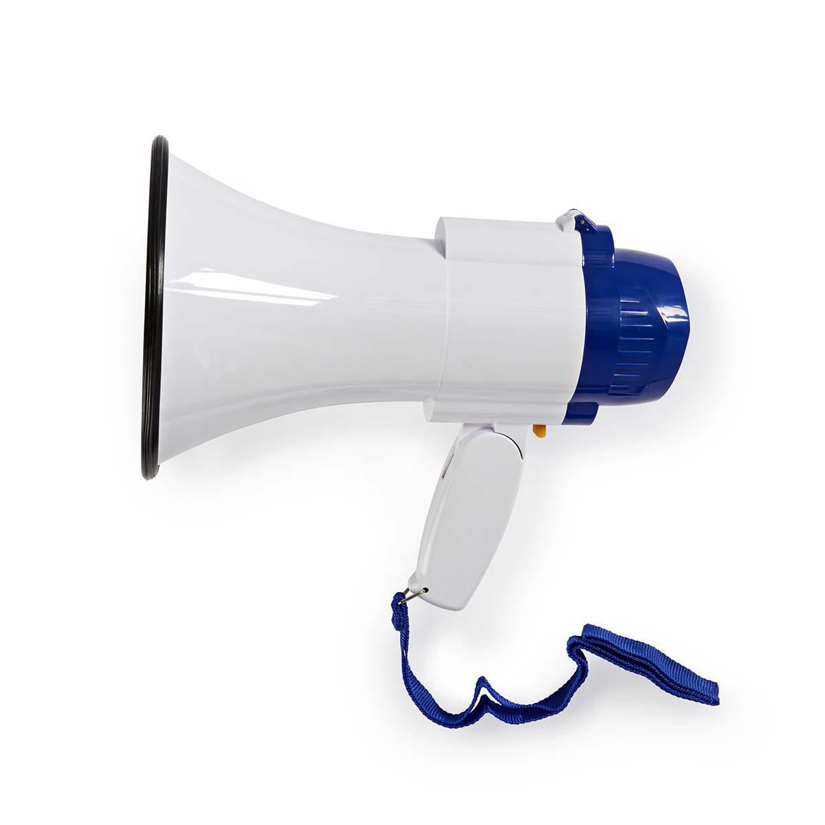 Nedis Megaphone | Maximum range: 250 m | Maximum Volume control: 115 dB | Built-In Microphone | Built-in siren | Recording function | Blue / White