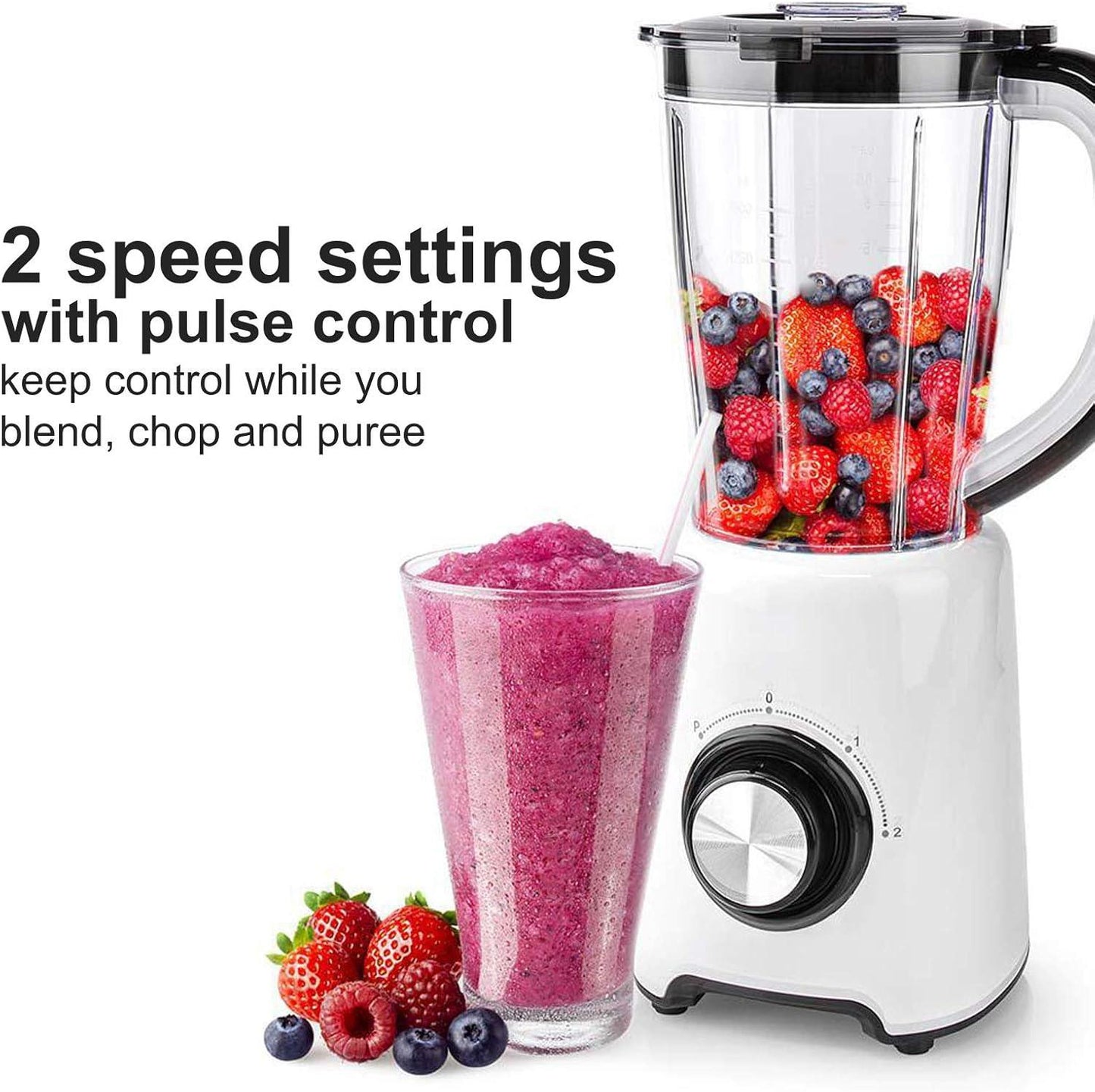 Nedis Stand Blender | 800 W | 1.5 l | Plastic | 2-Speed Setting | Black / White