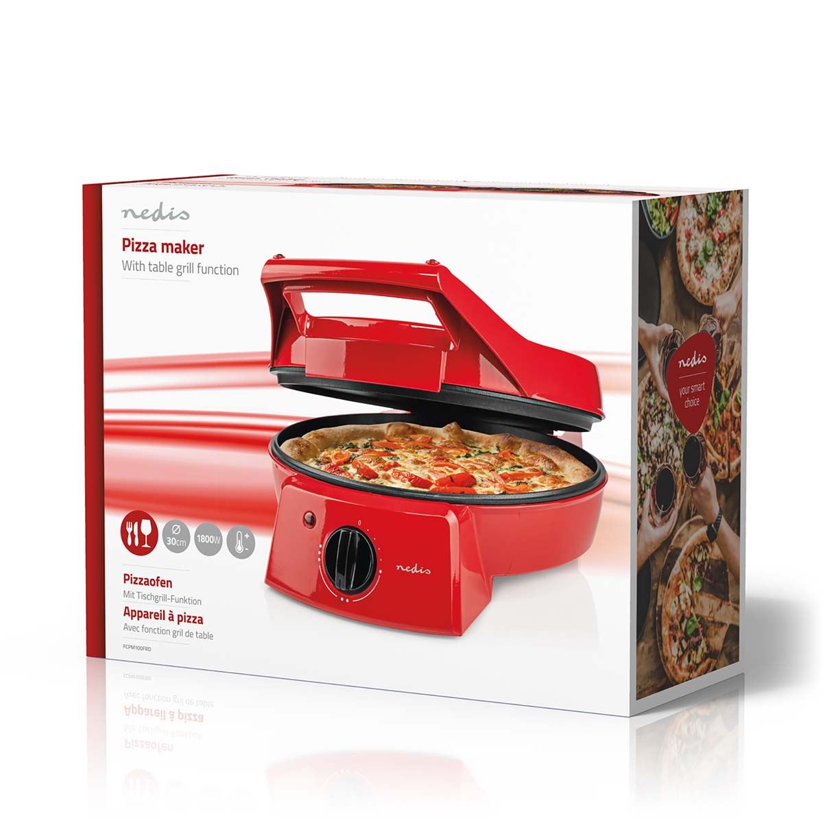 Nedis Pizza Maker & Grill | 30 cm | Adjustable temperature control | 1800 W