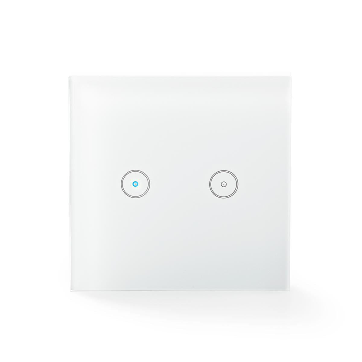 Nedis SmartLife Wall Switch | Wi-Fi | Dual | Wall Mount | 1000 W | Android™ / IOS | Glass | White