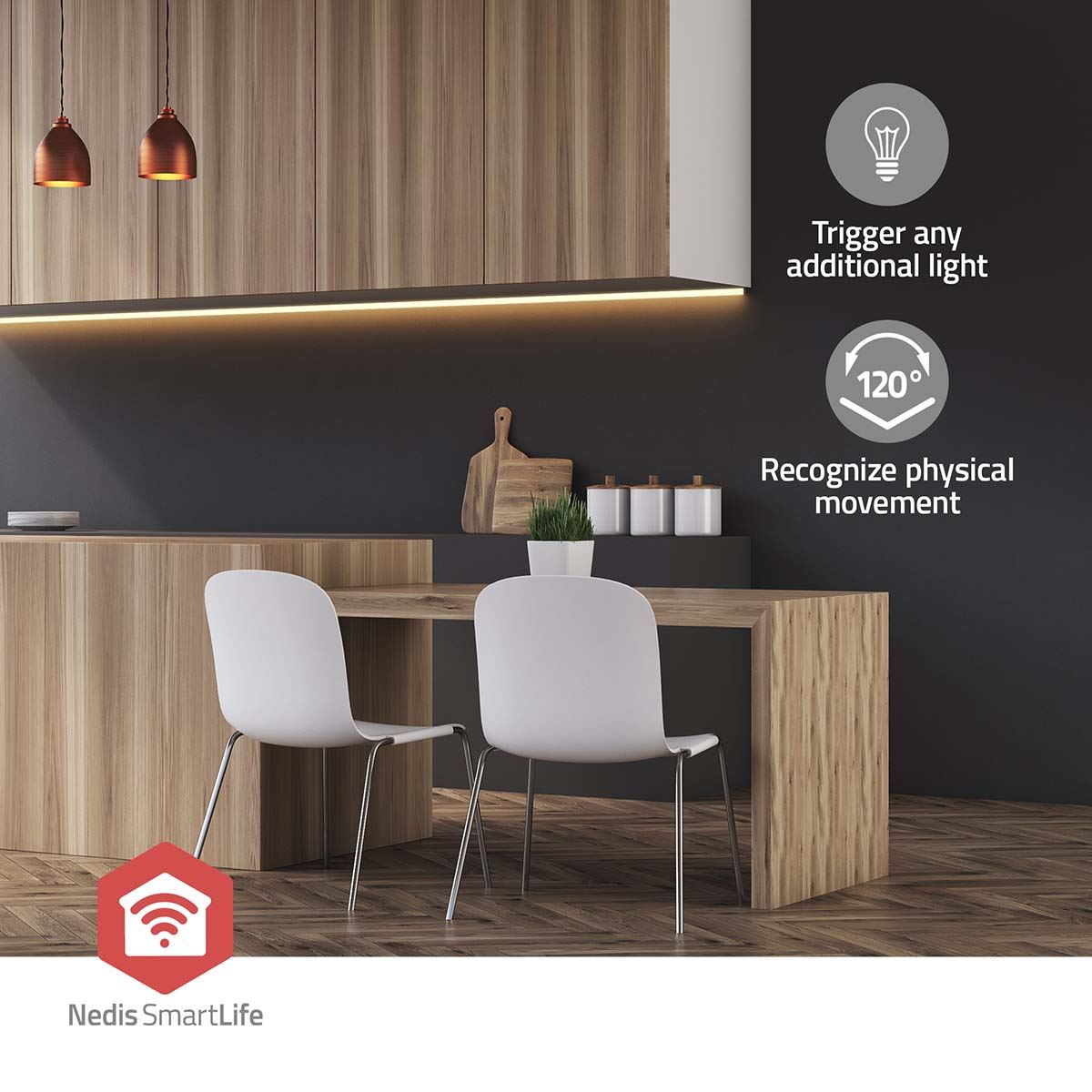 Nedis SmartLife Motion Sensor | Zigbee 3.0 | Battery Powered / USB Powered | Detector angle: 100 ° | Detector range: 7 m | Max. battery life: 24 Months | White