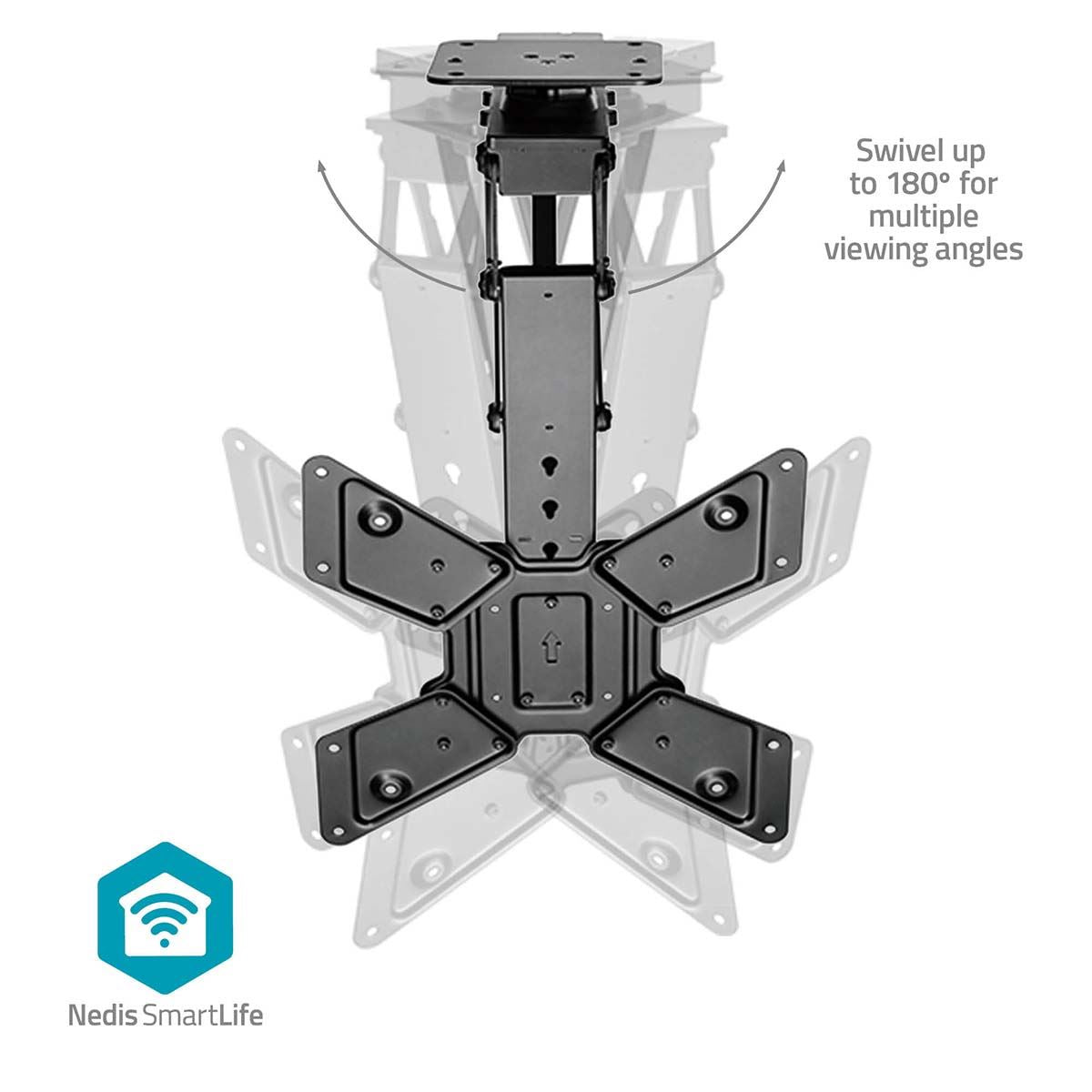 Nedis Motorised TV Ceiling Mount | 23 - 65 " | Maximum supported screen weight: 30 kg | Rotatable | Tiltable | Minimum ceiling distance: 140 mm | Remote controlled | Steel | Black