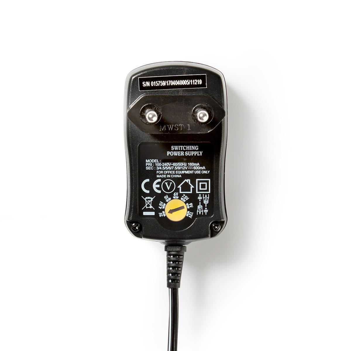 Nedis Universal EU AC Power Adapter | 7.2 W | 3 - 12 V DC | 1.80 m | 1.0 A | 6 plug(s) | Black