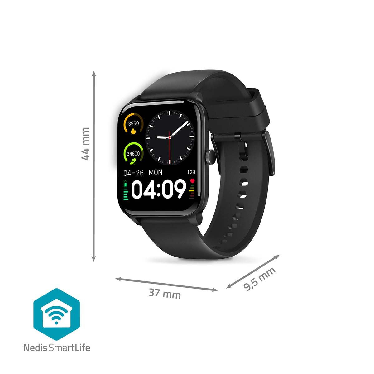 Nedis SmartLife Watch | 1.69 " | LCD | IP68 | Maximum operating time: 240 hrs | Android™ / IOS | Black