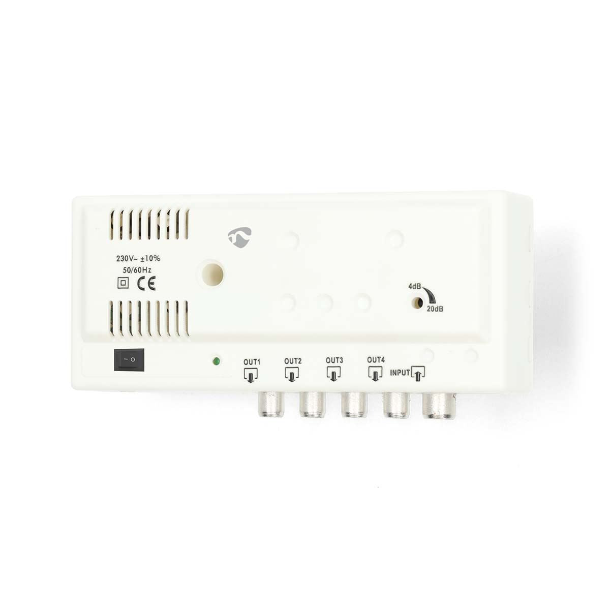 Nedis CATV Amplifier | Gain: 20 dB | 47 - 862 MHz | Number of outputs: 4 | Gain control | White