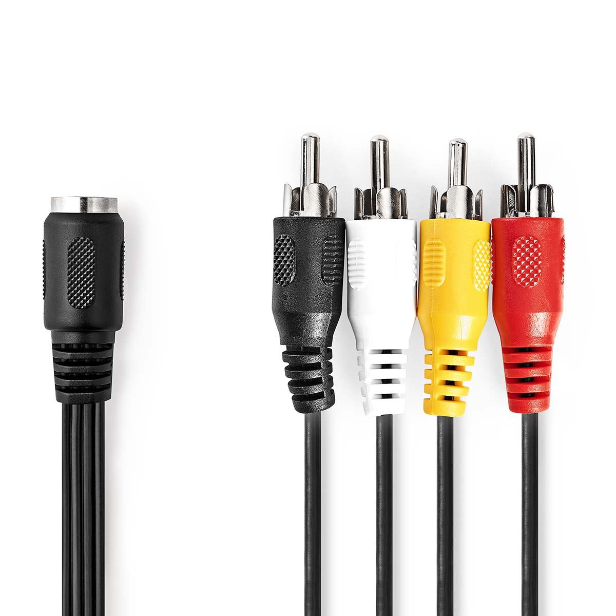Nedis DIN Audio Cable | DIN 5-Pin Female | 4x RCA Male | Nickel Plated | 0.20 m | Round | PVC | Black | Label