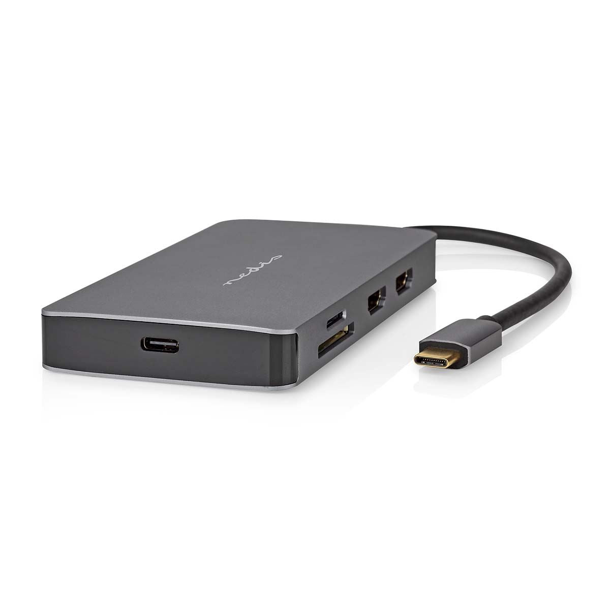 Nedis USB Multi-Port Adapter | USB 3.2 Gen 1 | USB-C™ Male | Micro SD / RJ45 Female / SD / USB-C™ Female / 2x HDMI™ / 2x USB-A Female | 5 Gbps | 0.20 m | Round | Gold Plated | PVC | Anthracite | Box