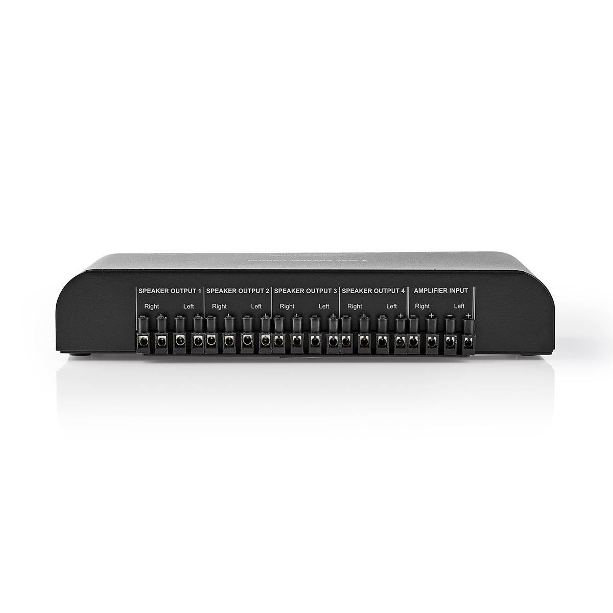 Nedis Speaker Control Switchbox | 4 port(s) | Terminal Screws | Speaker impedance: 4-16 Ohm | Maximum load per channel: 200 W | Aluminium | Black