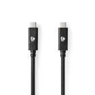 Nedis USB Cable | USB 3.2 Gen 2 | USB-C™ Male | USB-C™ Male | 100 W | 4K@60Hz | 10 Gbps | Nickel Plated | 1.00 m | Round | PVC | Black | Box