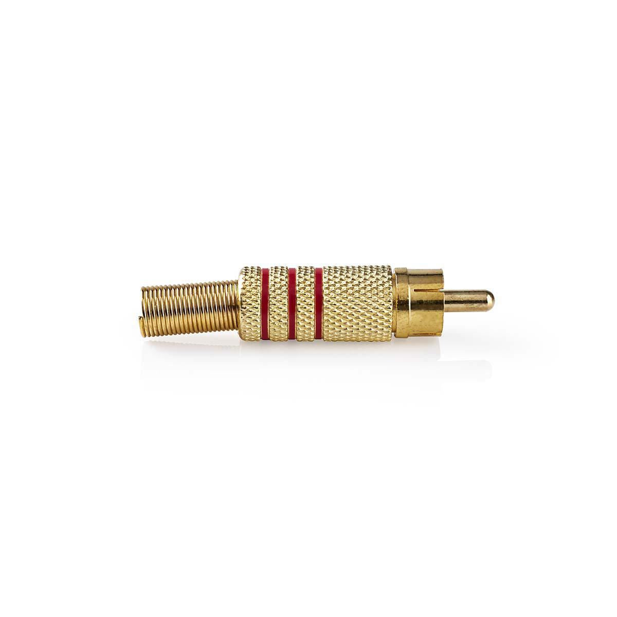 Nedis RCA Connector | Straight | Male | Gold Plated | Solder | Cable input diameter: 7.0 mm | Metal | Red | 10 pcs | Envelope