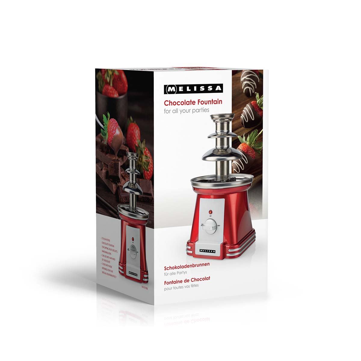 MELISSA Chocolate Fontain | 90 W | 32cm height | 3 Tiers | Red / White