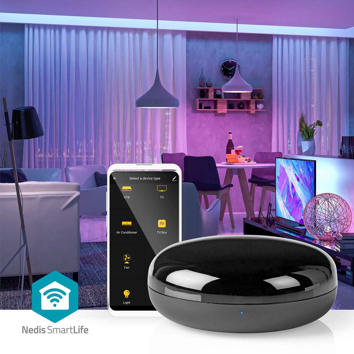 Nedis SmartLife IR Remote Control | Wi-Fi | Universal | Signal range: 5 m | 38 KHz | USB Powered | Android™ / IOS | Black