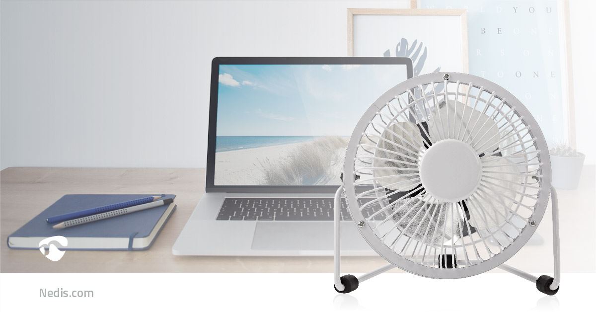 Nedis Table Fan | USB Powered | Diameter: 100 mm | 3 W | 1-Speed | White