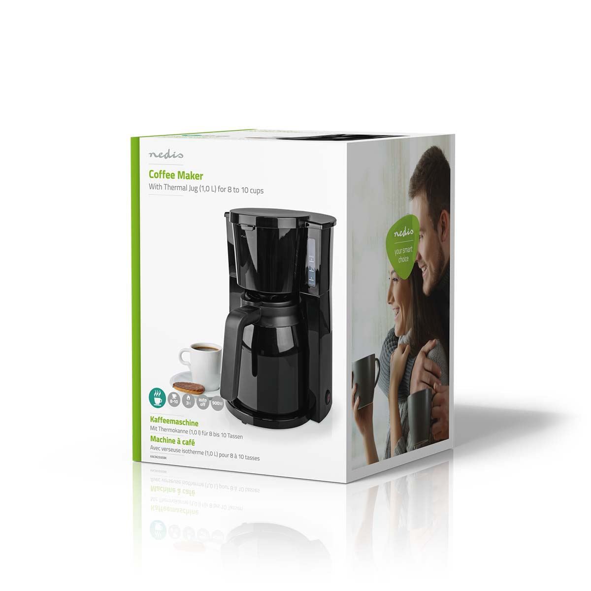 Nedis Coffee Maker | Filter Coffee | 1.0 l | 8 Cups | Black