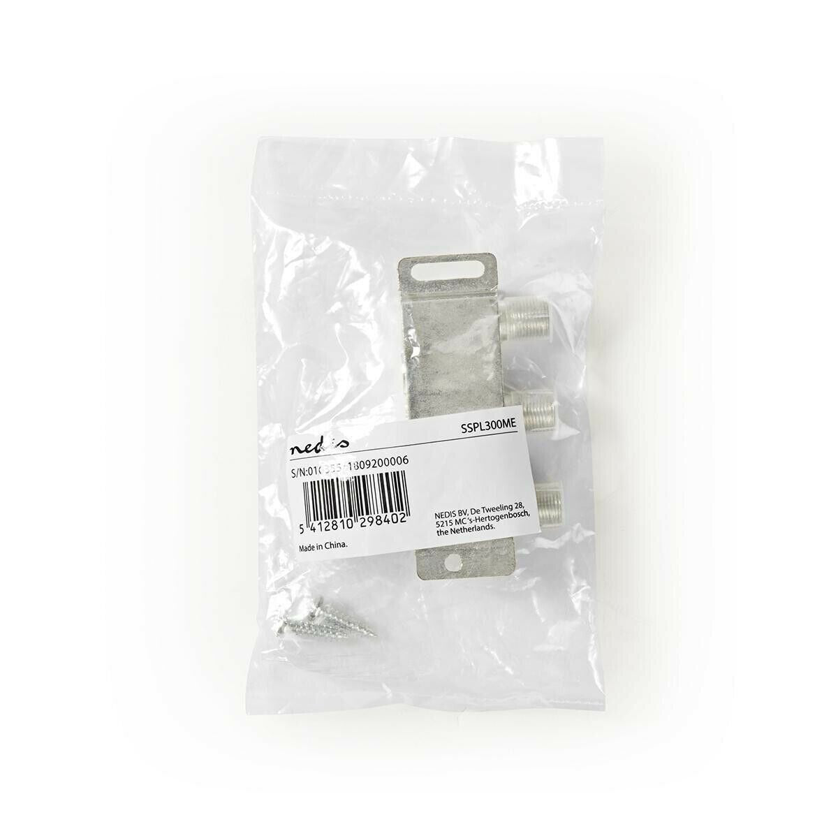 Nedis SSPL300ME | CATV Splitter | 5 - 1000 MHz | Insertion loss: 6.8 dB | Number of outputs: 3 | 75 Ohm | Zinc Alloy