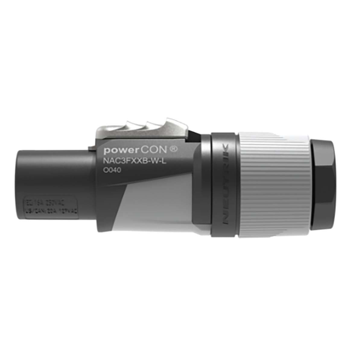Neutrik NAC3FXXB-W-L locking AC mains cable connector