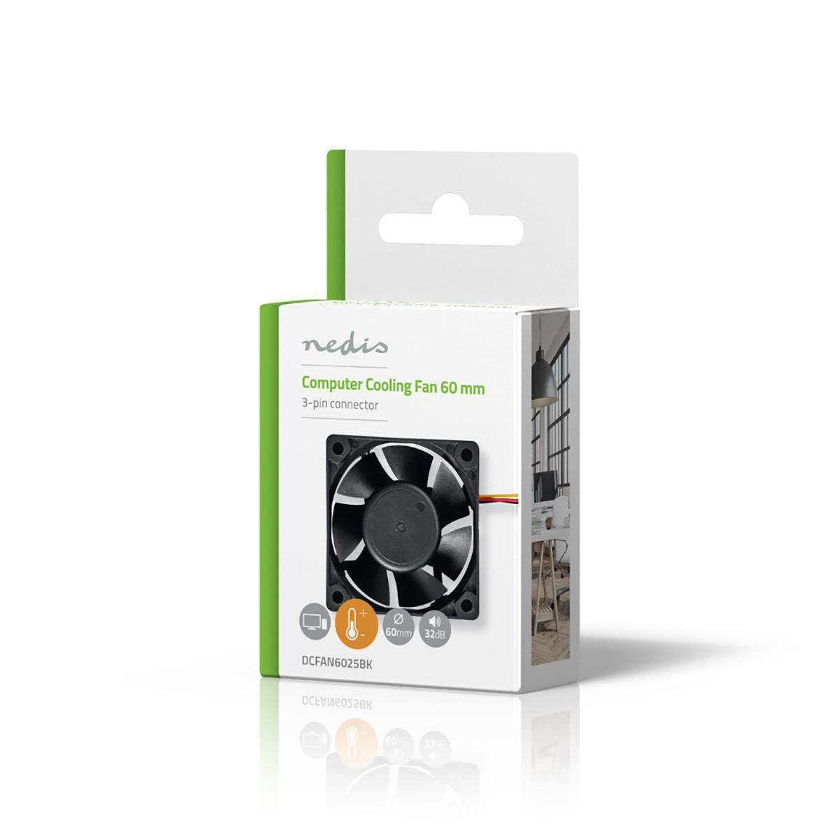 Nedis DC Fan | DC | Fan size: 60 mm | 3-Pin | 32.3 dBA | Black