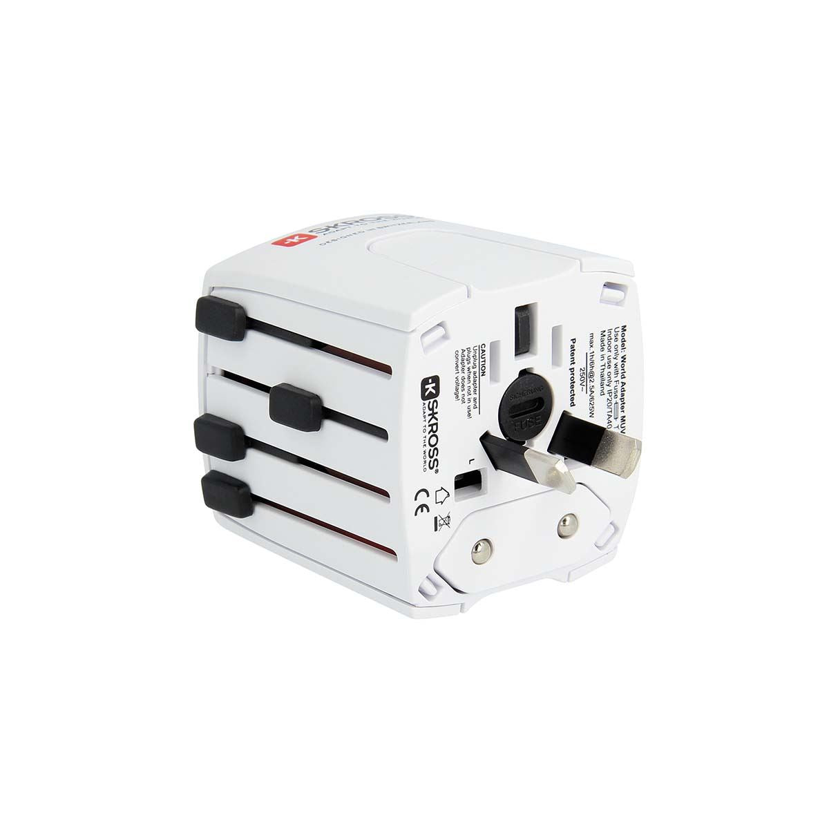Skross SKross | MUV USB (2xA) Compact 2-pole world travel adapter with 2 integrated USB ports