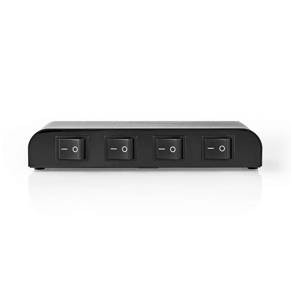 Nedis Speaker Control Switchbox | 4 port(s) | Terminal Clamps | Speaker impedance: 4-16 Ohm | Maximum load per channel: 200 W | Aluminium | Black