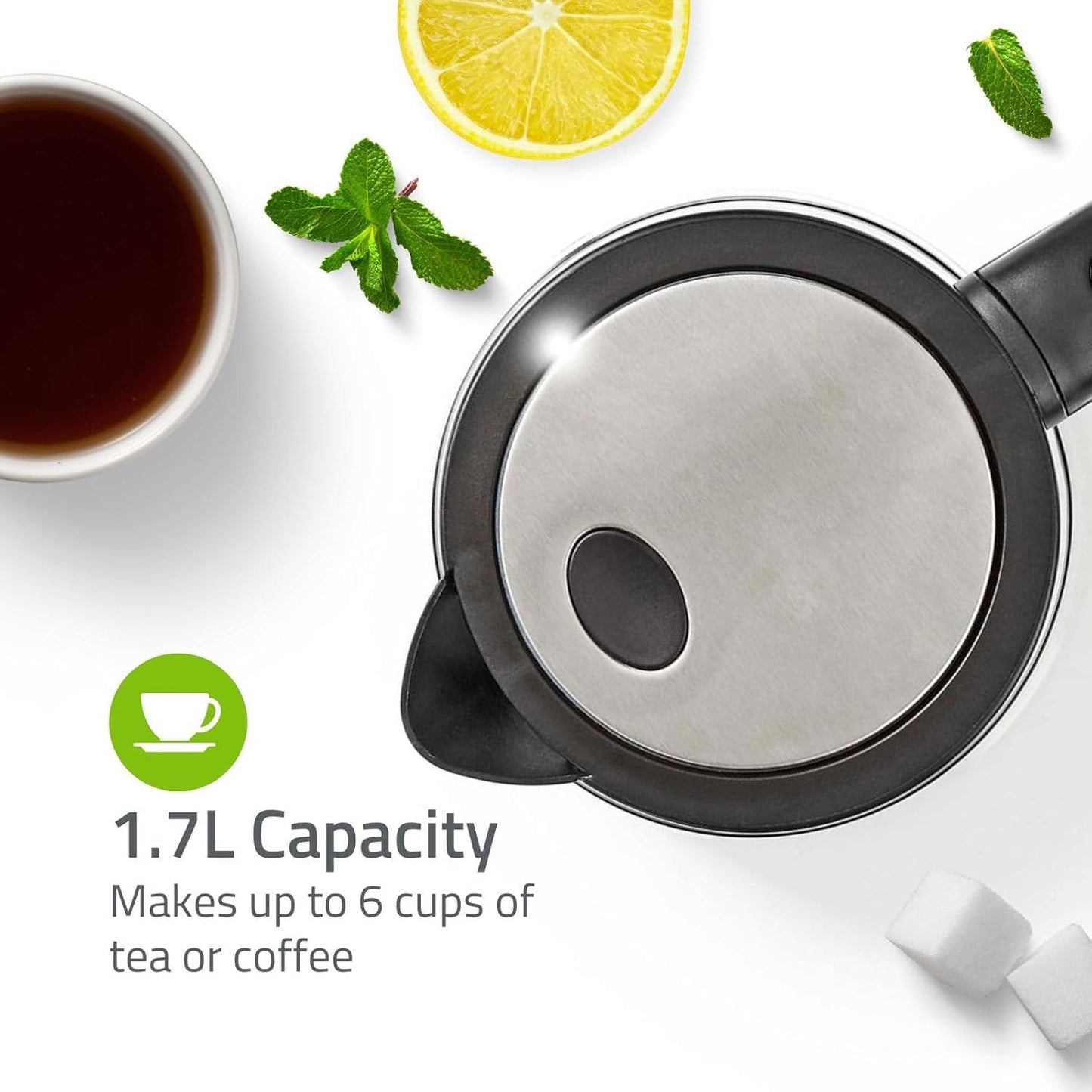 Nedis Electric Kettle | 1.7 l | Glass | Transparent | 60,70,80,90,100 °C | Temperature indicator | Rotatable 360 degrees | Concealed heating element | Strix® controller | Boil-dry protection
