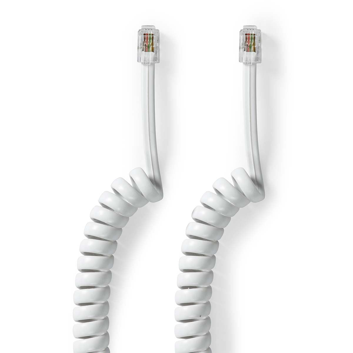 Nedis Telecom Cable | RJ10 Male | RJ10 Male | 2.00 m | Cable design: Coiled | Cable type: RJ10 | White | Box