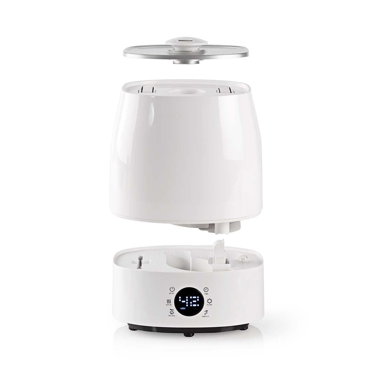 Nedis Air Humidifier | 110 W | With Cool and Warm Mist | 5.5 l | Hygrometer | Timer | Suitable for space up to: 50 m² | Grey / White