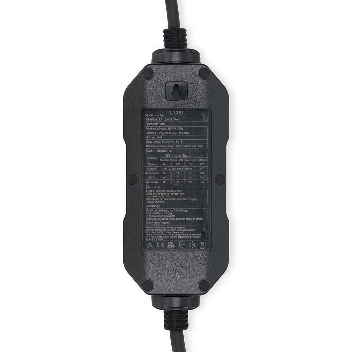 Nedis Electric Vehicle Portable Charger | AT-N05V3V3-F 3G1.5 | 1380 / 2300 / 3680 W | 6 / 8 / 10 / 13 / 16 A | 1 Phase | 5.00 m | Black | Gift Box
