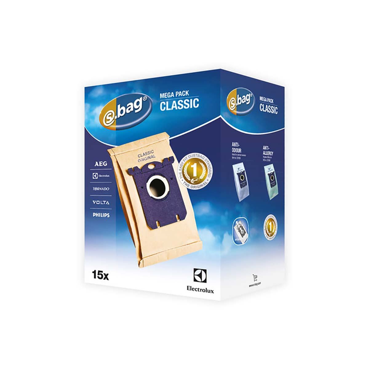 Electrolux E203B Anti-Odour S-Bag Vacuum Cleaner Bags – 4-Pack, For Pet Owners (Genuine Electrolux)